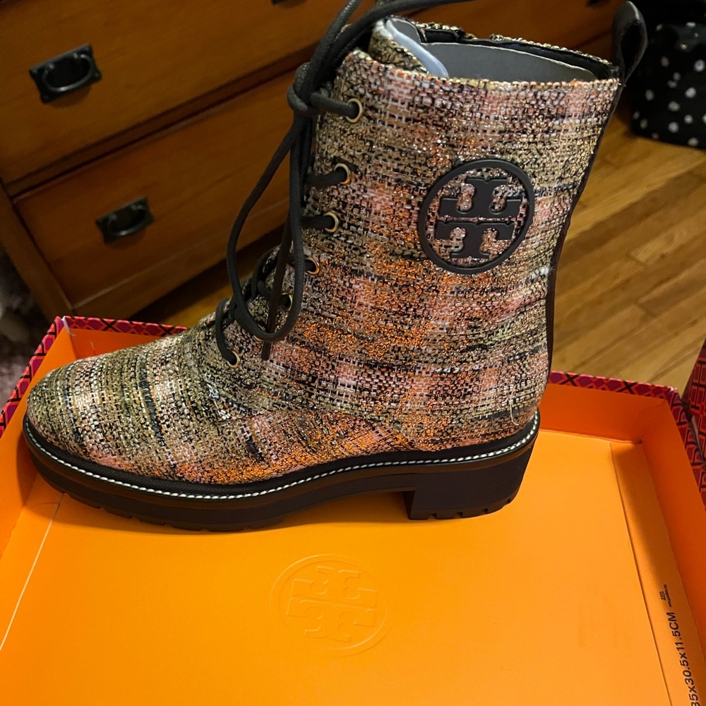 Tory Burch Boots- super cute, never worn. Comes with box and dust bag.